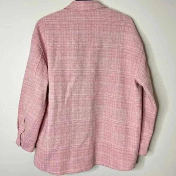 Babaton Aritzia Women's Shacket Joan Shirt Jacket Oversized Tweed Pink Plaid - Picture 14 of 16
